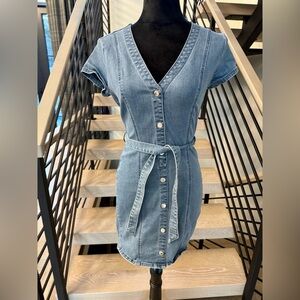 New Guess Denim Button-Down Belted Dress size XS